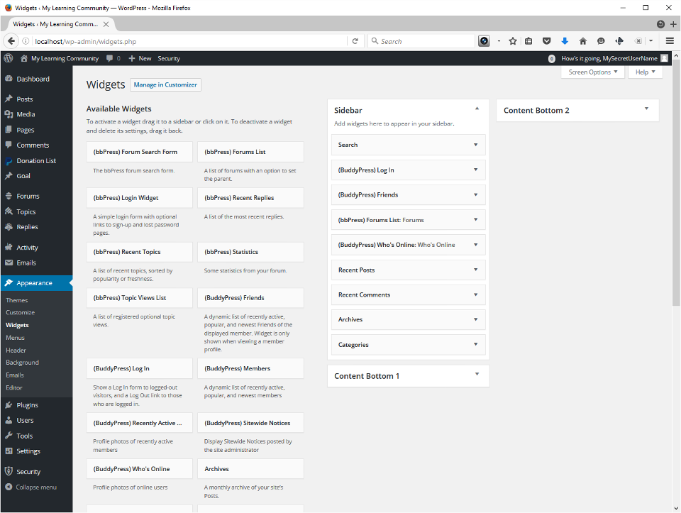 The screenshots show the completed widget page.